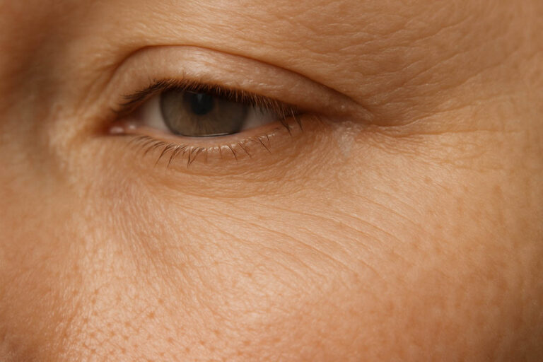 Gros plan sur une peau lisse avec quelques ridules